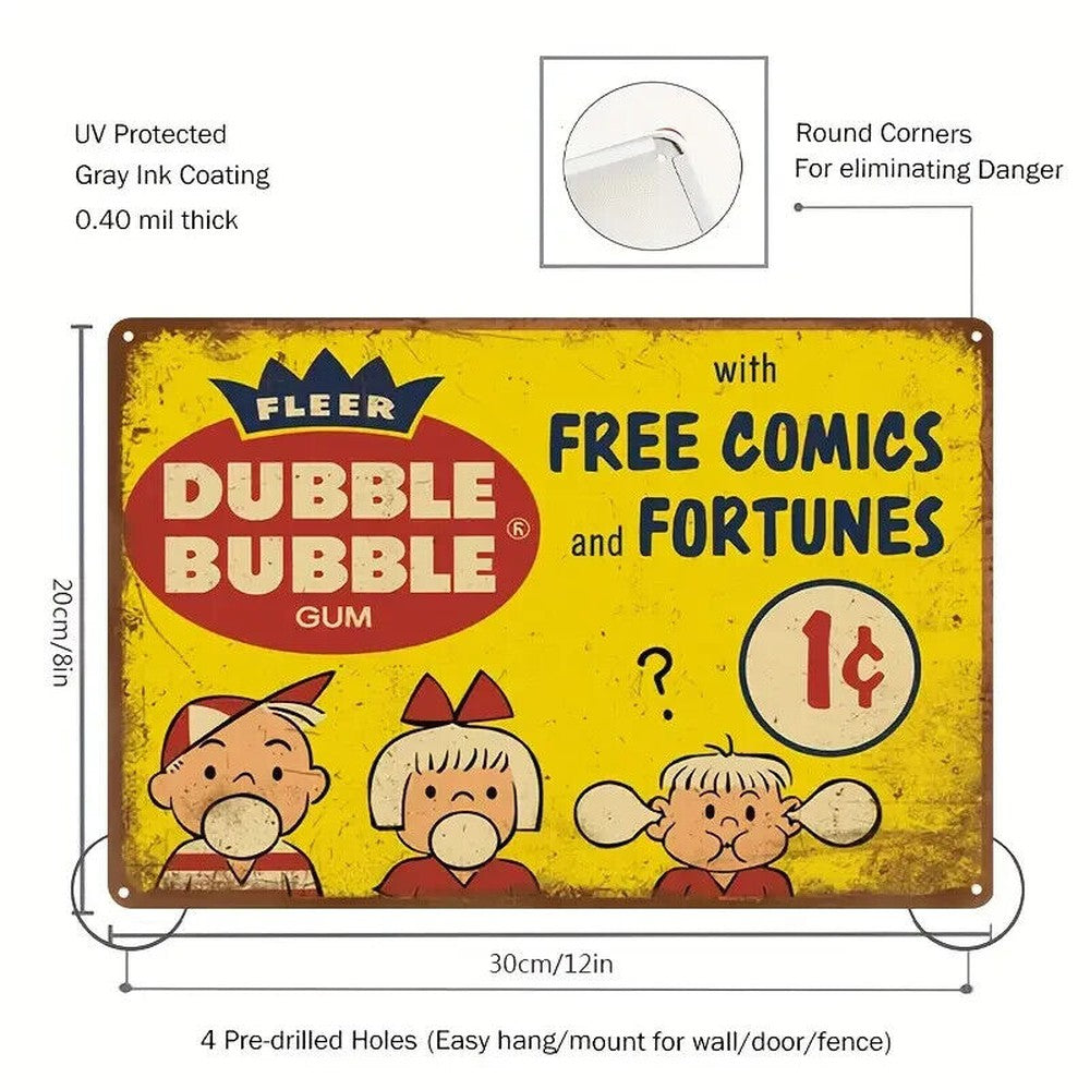 Fleer Dubble Bubble Gum Novelty Metal Sign 8" x 12" Wall Art Home & Garden:Home Décor:Plaques & Signs Style Your Walls